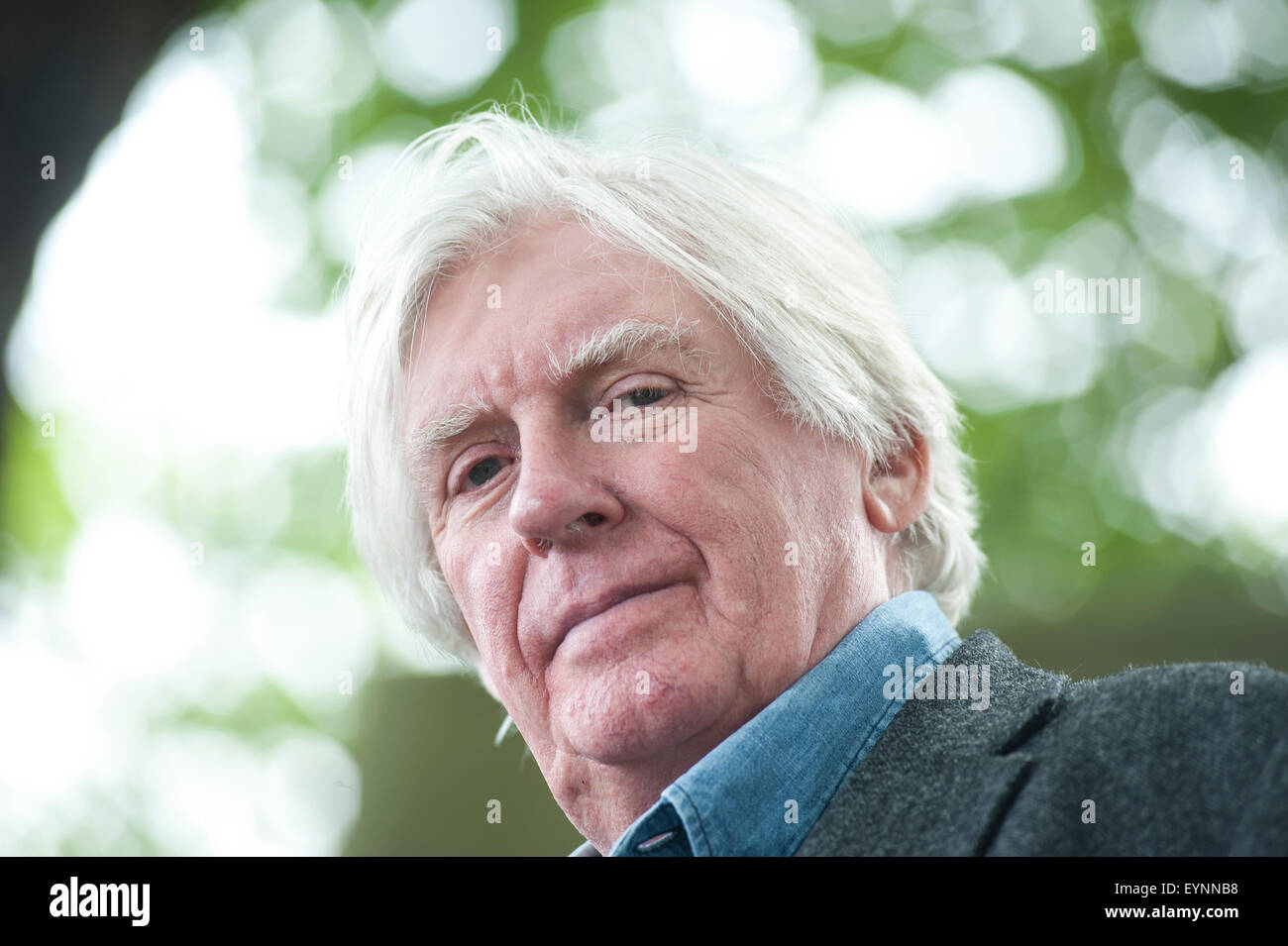 Englischer Dichter und Drehbuchautor TV, David Harsent, erscheinen auf dem Edinburgh International Book Festival. Stockfoto