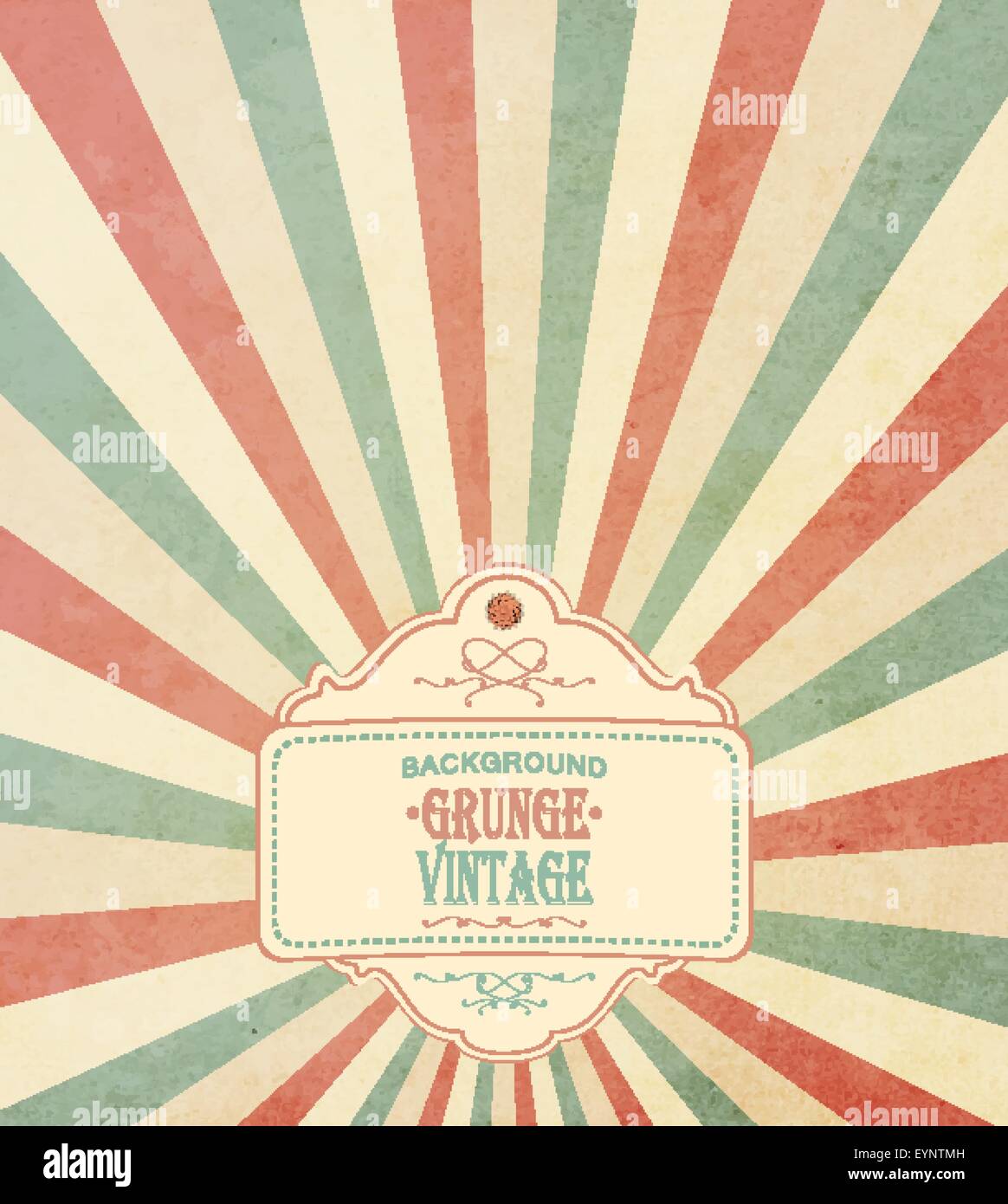 Vintage-Rahmen mit konzentrischen Radial Grunge Hintergrund und Titel Inschrift Stock Vektor