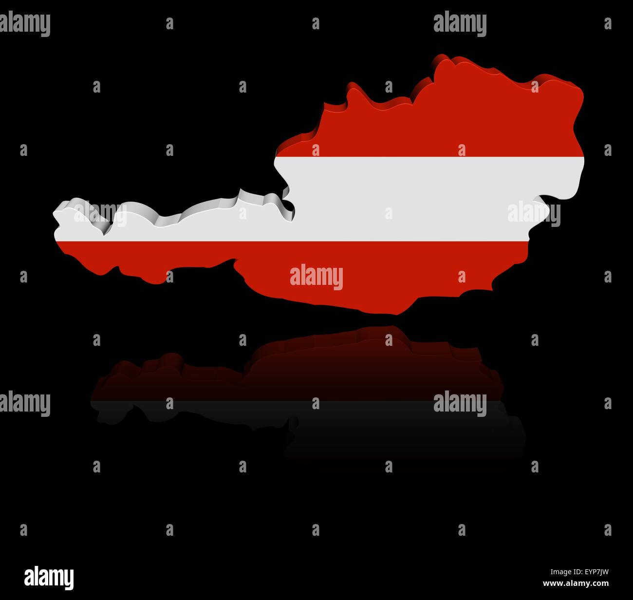 Österreich Karte Flagge mit Reflexion illustration Stockfoto