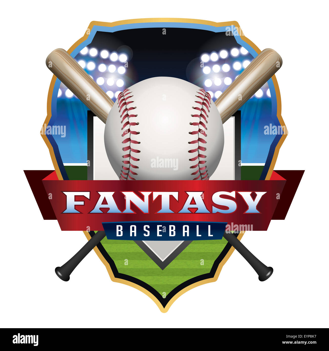 Delineation Emblem für Fantasy Baseball. Stockfoto