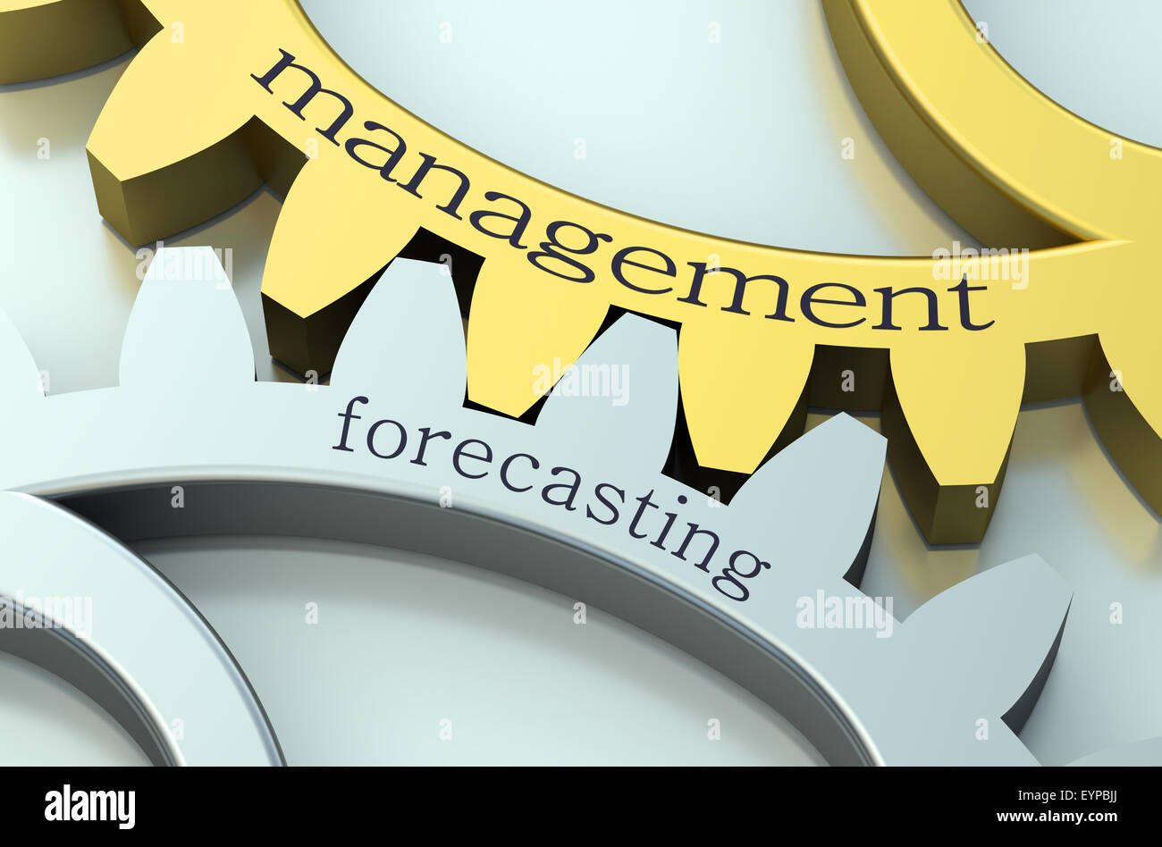 Management und Forecasting-Konzept auf die Zahnräder Stockfoto
