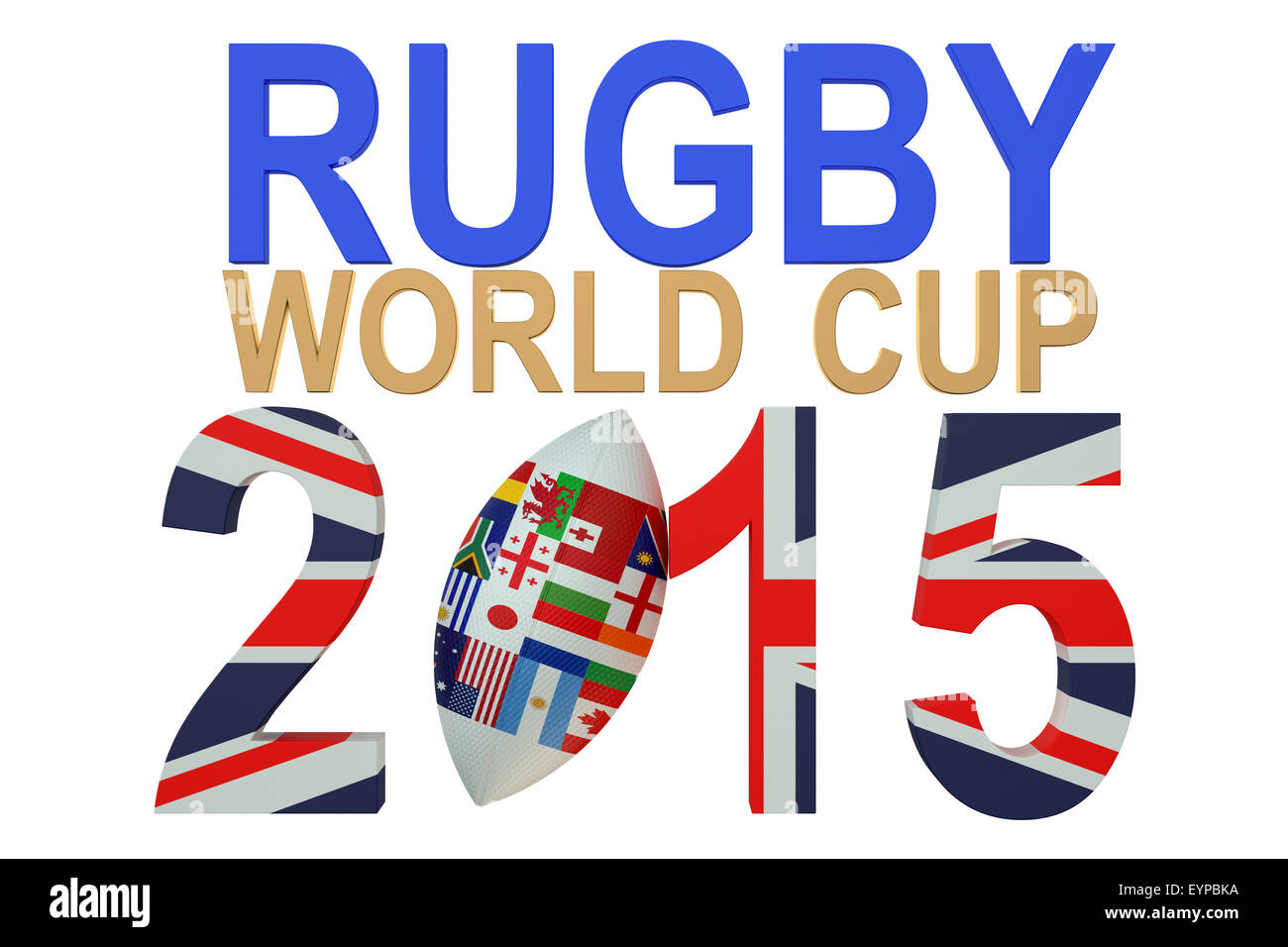 Rugby World Cup 2015 Großbritannien Konzept isoliert auf weißem Hintergrund Stockfoto