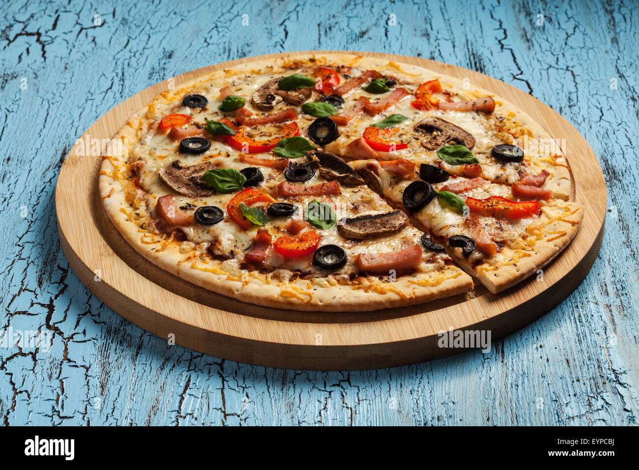 Schinken-pizza Stockfoto