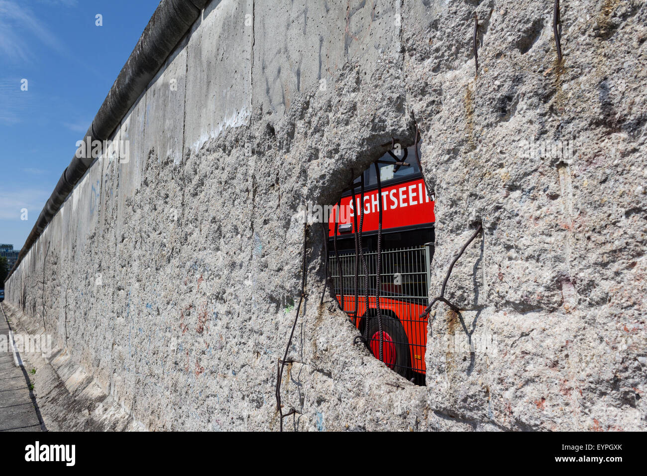 Berliner Mauer, Sightseeing-Bus, Berlin Deutschland Stockfoto