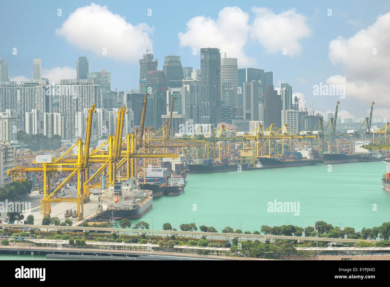 Singapur Cargo-terminal, einer der geschäftigsten Häfen der Welt, Singapore. Stockfoto