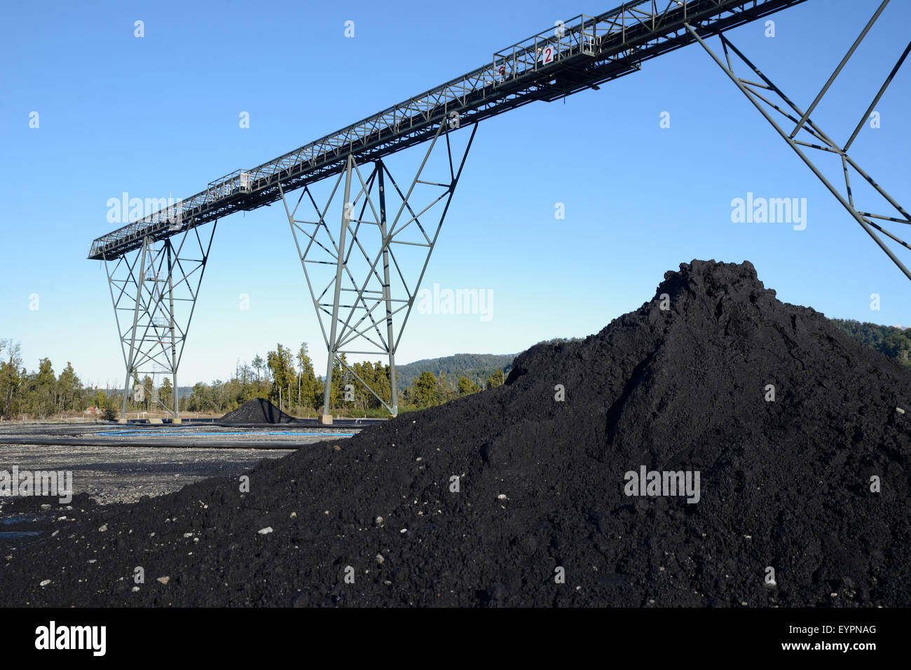 Förderband Gürtel Infrastruktur für Loadout Einrichtungen in einem Kohlebergwerk Stockfoto