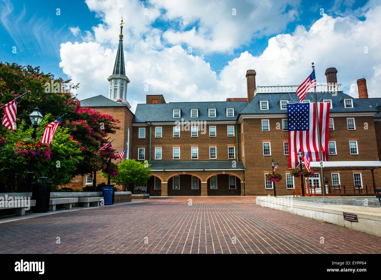 Marktplatz und Rathaus in Alexandria, Virginia. Stockfoto