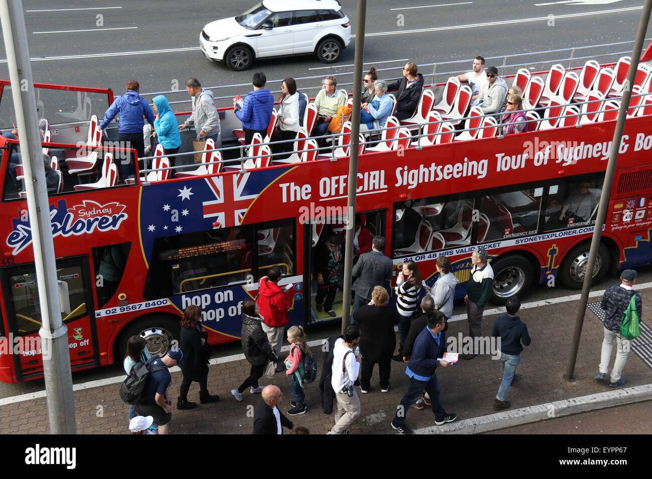 Sydney Explorer Bus - die offizielle Stadtrundfahrt Sydney und Bondi. Stockfoto