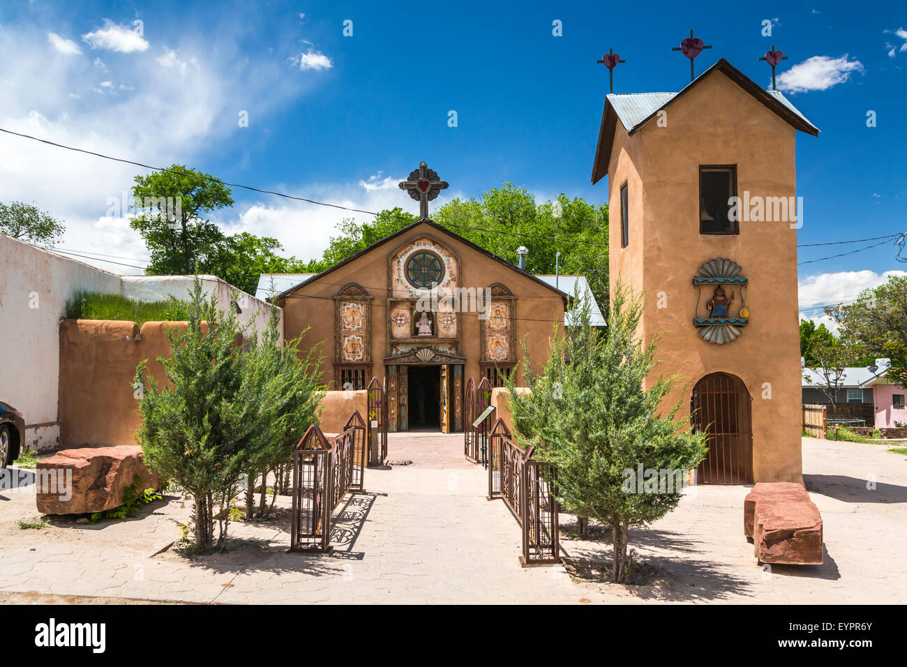 Die Kapelle Santo Nino in Chimayo, New Mexico, USA. Stockfoto