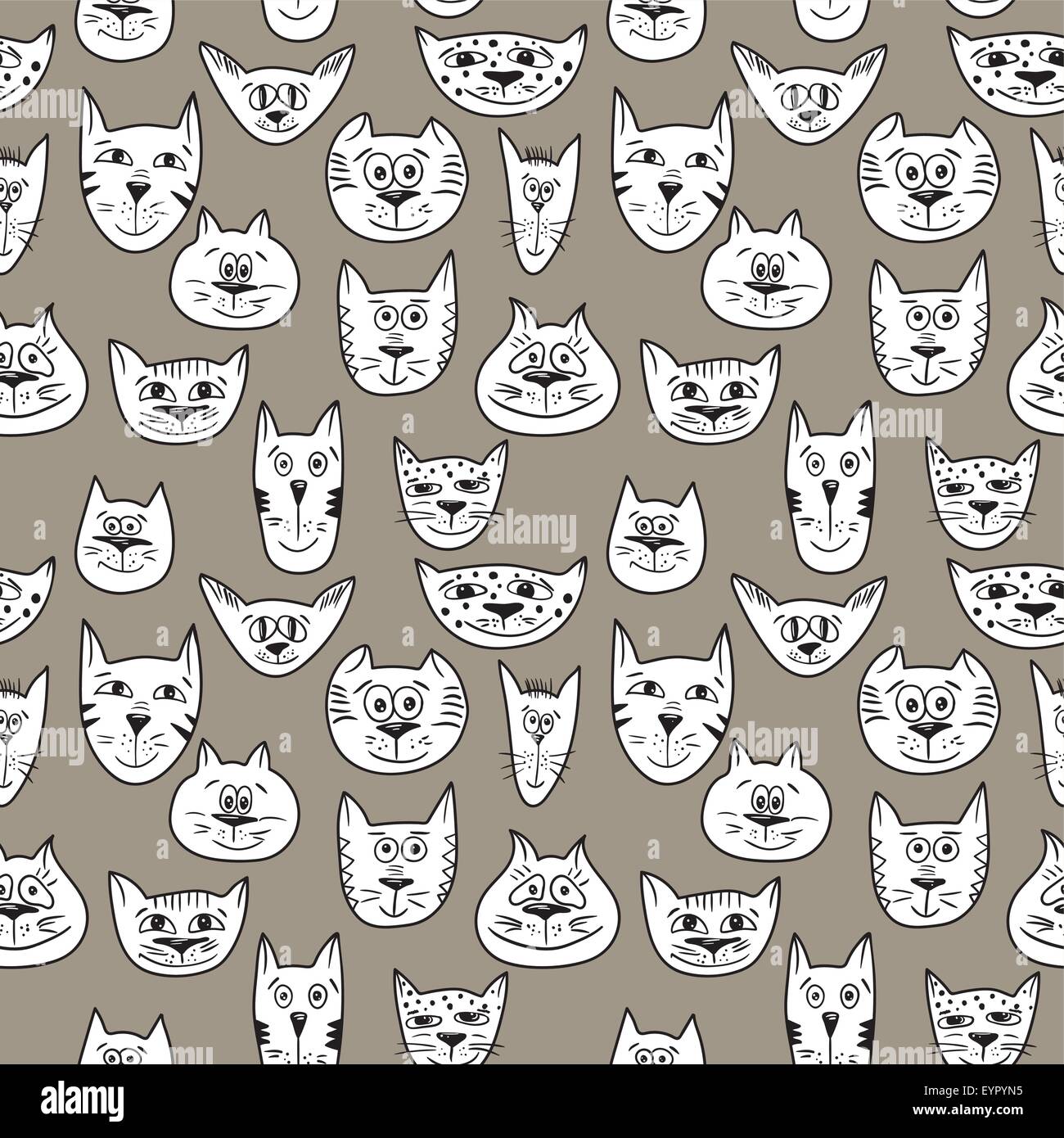 Lustige Vektor Hintergrund mit Doodle Kinder Design Katze lächelt Stock Vektor