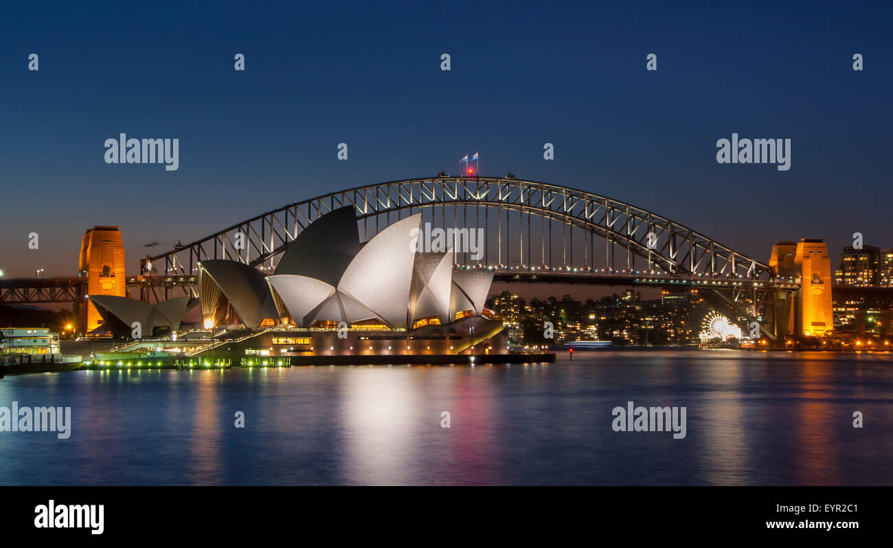 Blick auf den Hafen von Sydney von Frau Macquarie Stuhl Stockfoto