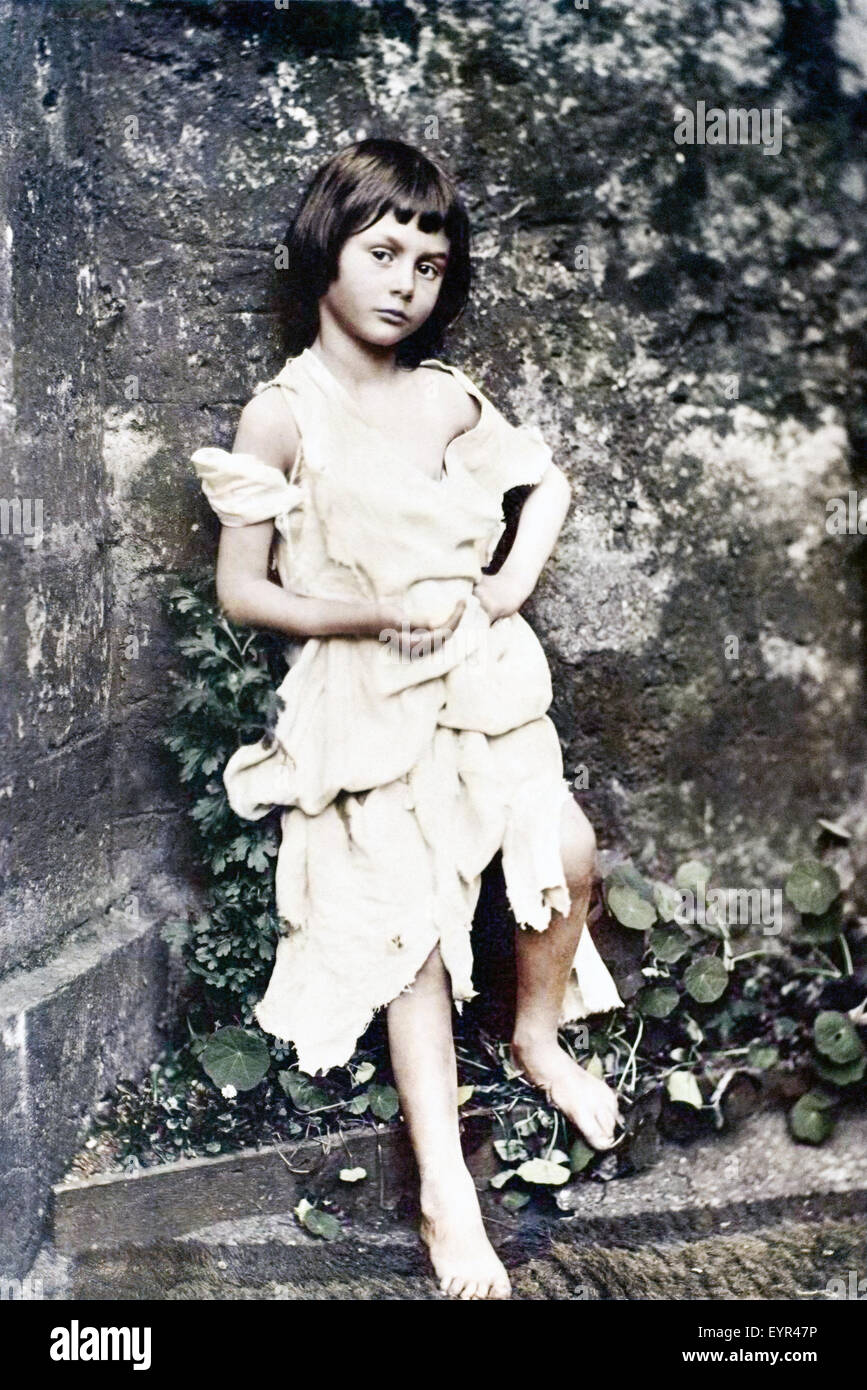 Alice Liddell (1852-1934) Foto von Lewis Carroll im Jahre 1858 im Alter von 10, später Farbausführung. Stockfoto
