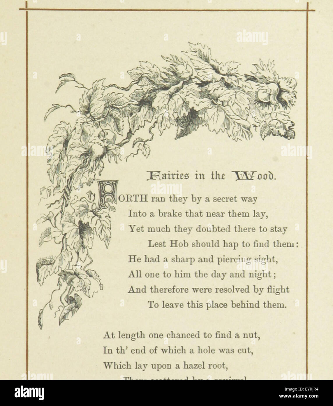 Ein Bild aus „Songs of the Woods“, einer Gedichtsammlung, die die Natur feiert, mit Illustrationen von Giacomelli, die sich auf die Schönheit und Klänge der Waldlandschaft konzentrieren. Stockfoto