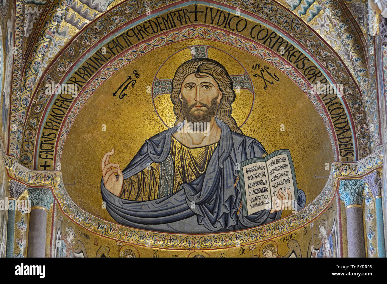 Mosaik des Christus in der Kathedrale von Cefalù Sizilien Stockfoto