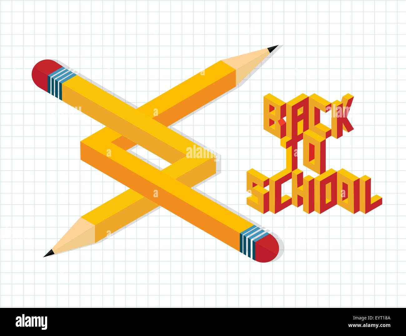Zurück zum Schulkonzept mit kreativen Bleistift Form Illustration. Ideal für Web-Banner, Bildung Buch-Cover und Poster drucken. Stock Vektor