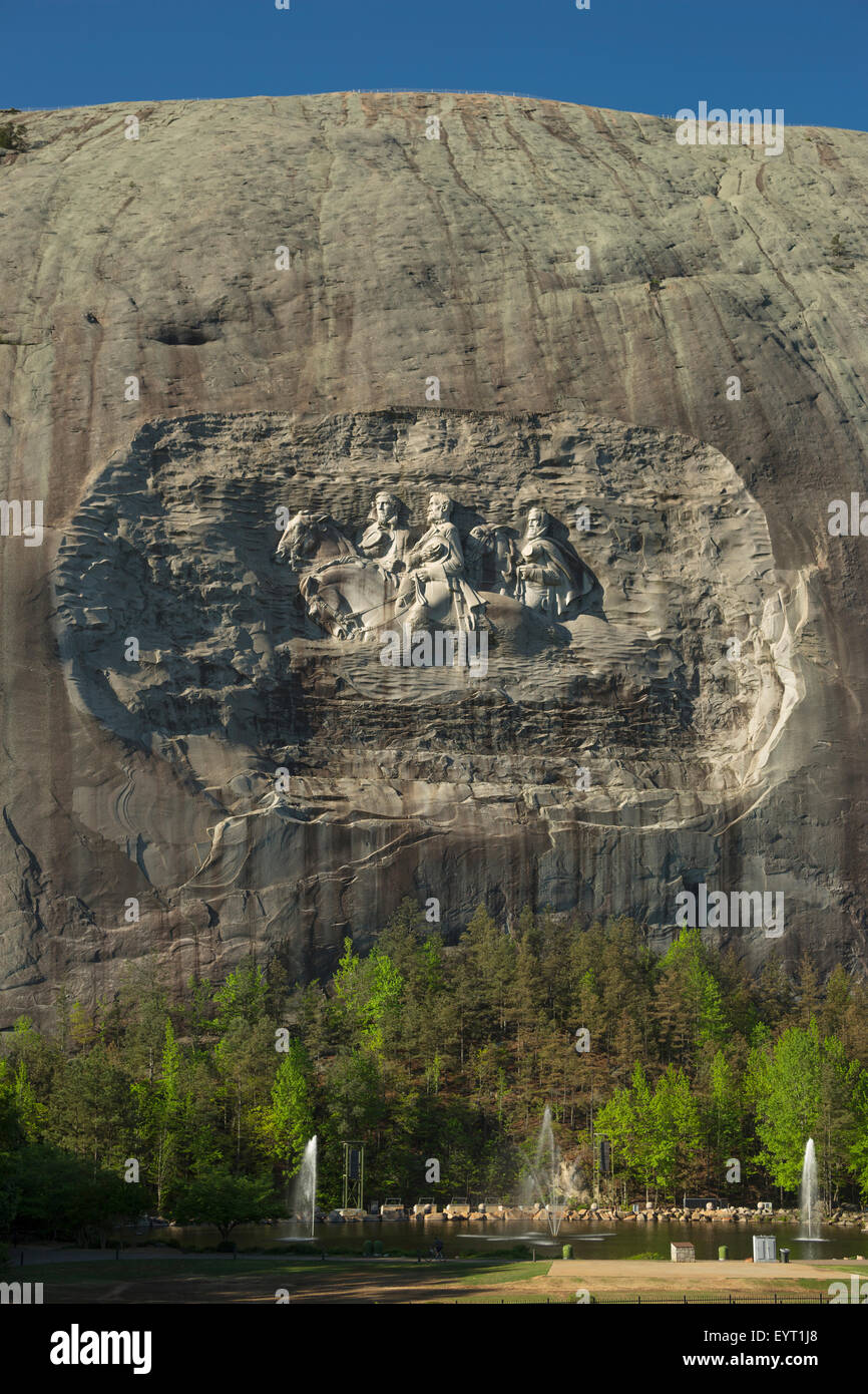 BAS RELIEFSCHNITZEN DER KONFÖDERIERTEN AMERIKANISCHER BÜRGERKRIEG FÜHRER STONE MOUNTAIN STAATSPARK DEKALB COUNTY GEORGIA USA Stockfoto
