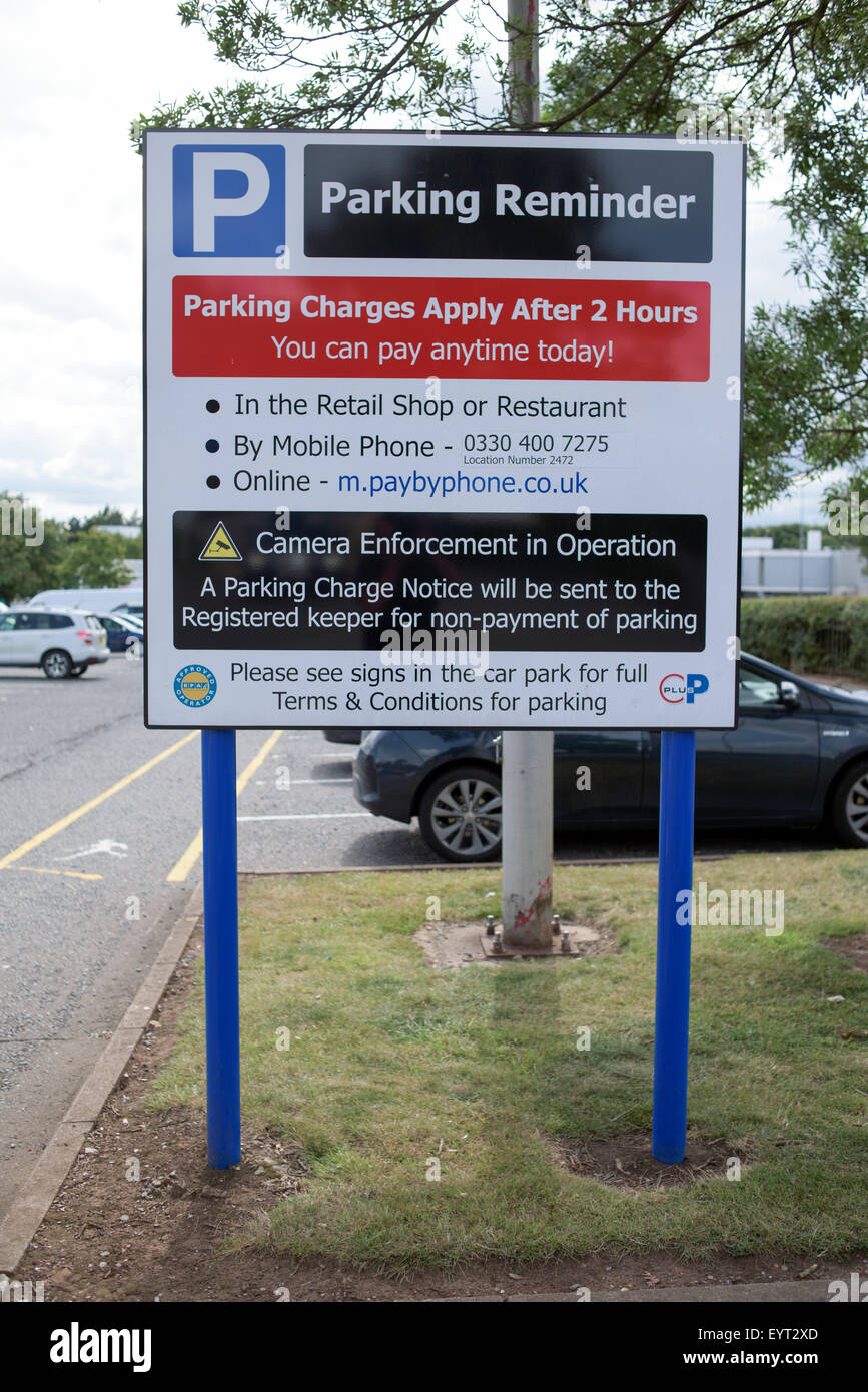 Trowell M1 Service Moto Nottinghamshire, Parkplatz beachten Stockfoto