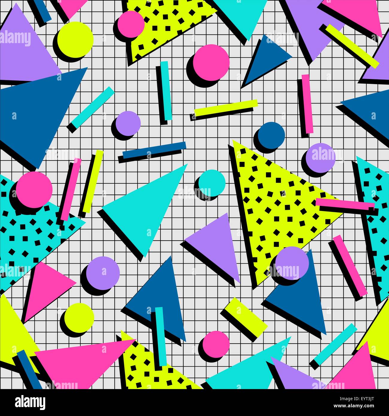 Retro Vintage 80er Jahre Memphis Mode Stil Musterdesign Illustration Hintergrund. Ideal für Stoffdesign, Papier, print und web Stock Vektor