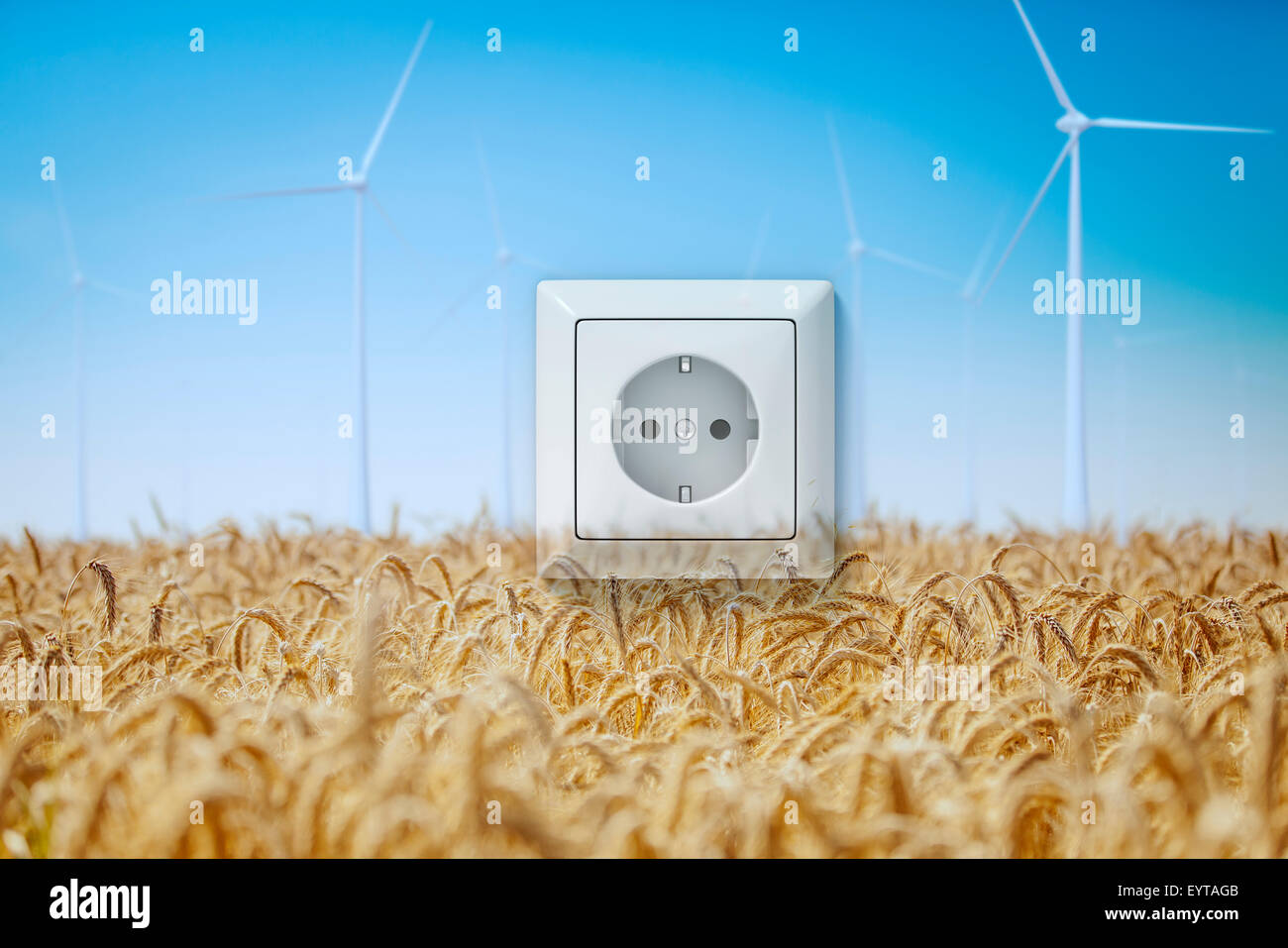 3D, CGI, [M], Symbol, Windenergie, Landwirtschaft, Steckdose, Strom, Energie, Stockfoto