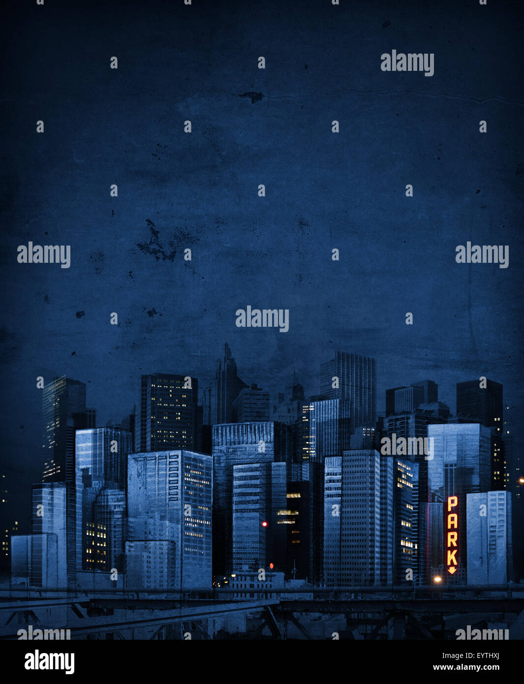 Mixed-Media-Design von New York City bestehend aus Fotos und Skizzen von mir erstellte Stockfoto