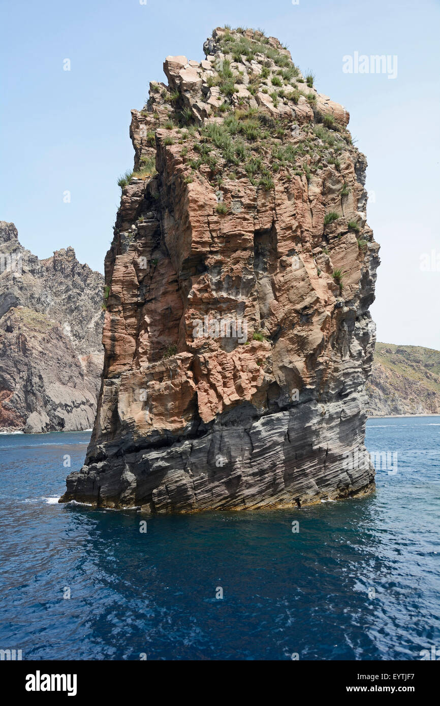 Italien, Lipari, Küste, Meer, Felsen, Stockfoto