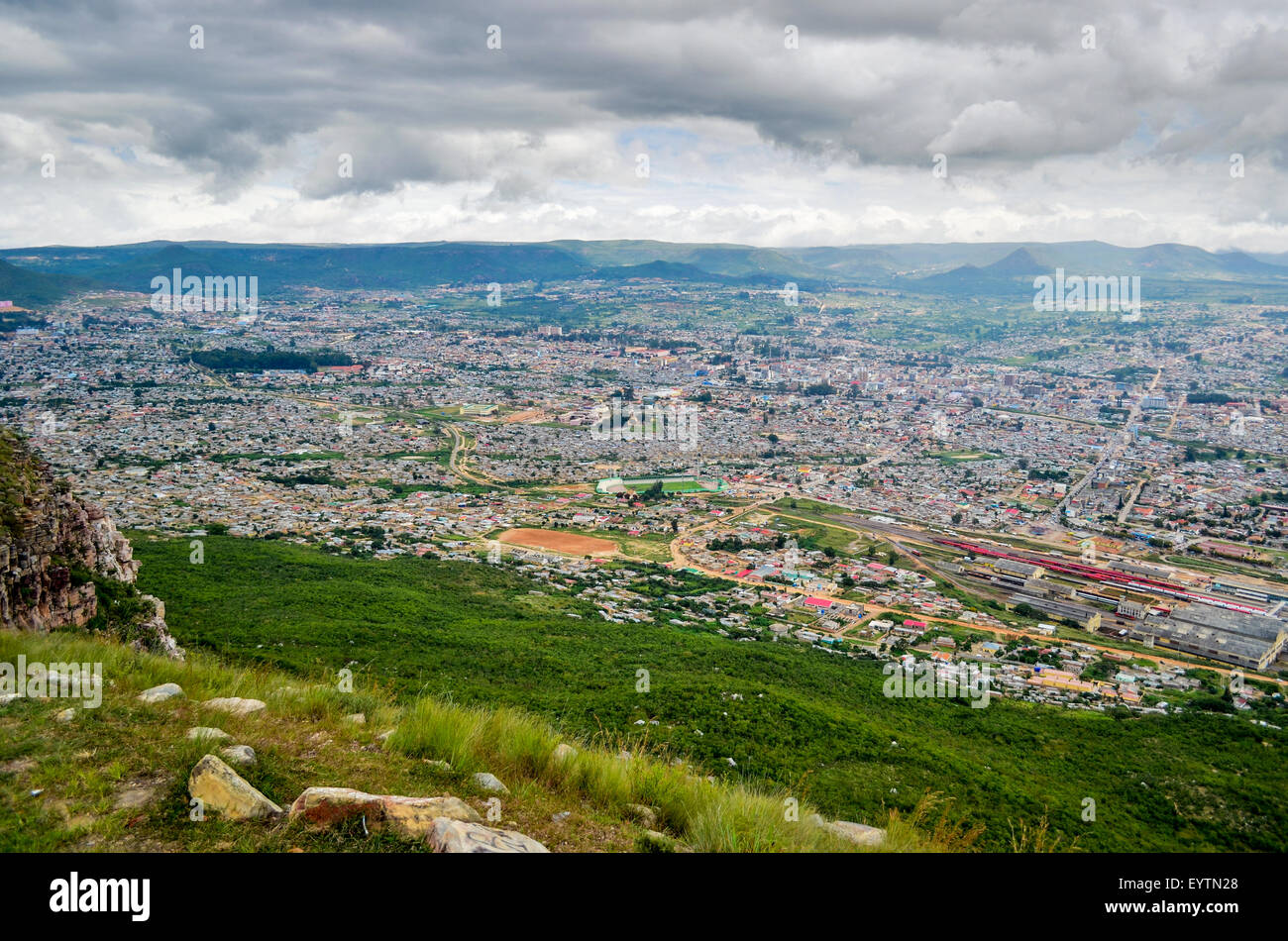 Luftaufnahme der Stadt Lubango, Angola Stockfoto