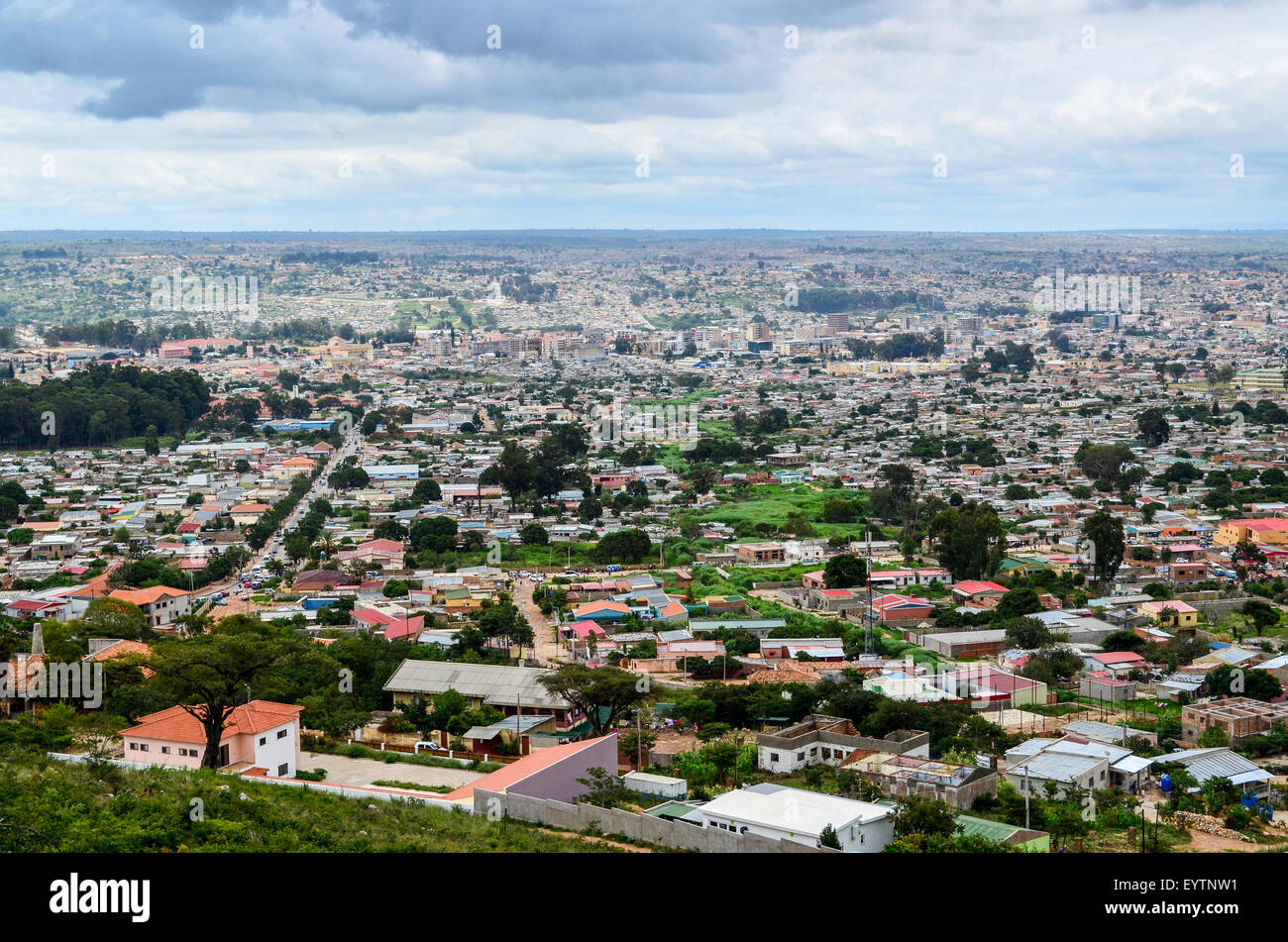 Luftaufnahme der Stadt Lubango, Angola Stockfoto