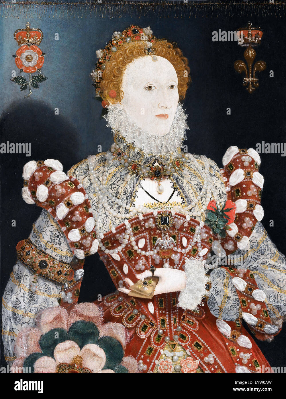 Nicholas Hilliard, Portrait von Königin Elizabeth I. ca. 1573-1575. Öl auf Holzplatte. Walker Art Gallery, Liverpool, England. Stockfoto