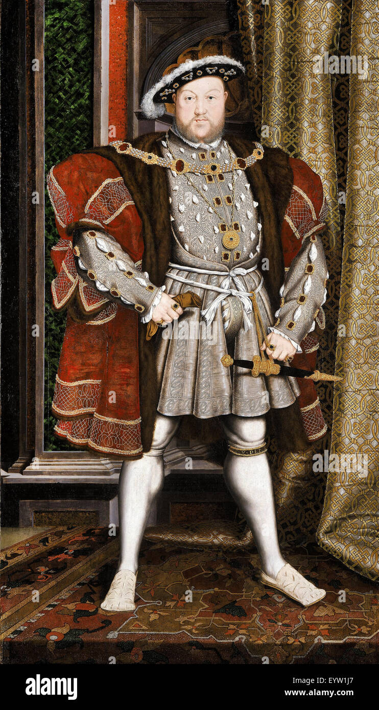 Hans Holbein der jüngere, Porträt von Heinrich VIII. 1537-1547-Öl auf Leinwand. Walker Art Gallery, Liverpool, England. Stockfoto