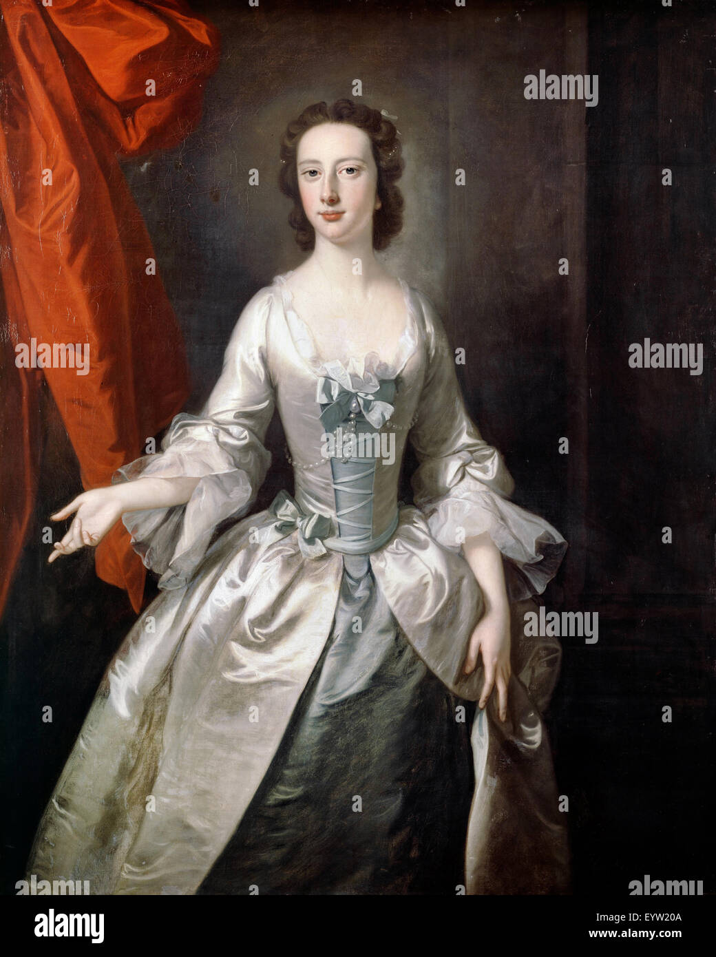Thomas Hudson, Portrait einer Dame 1750-Öl auf Leinwand. Dulwich Picture Gallery, London, England. Stockfoto