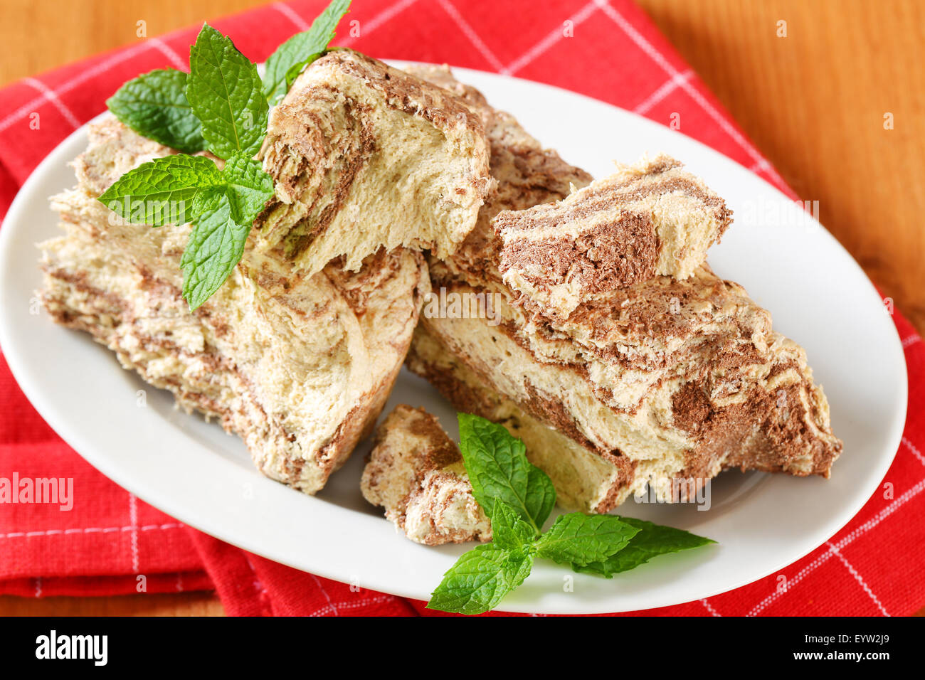 Marmor-Sesam Halva mit Kakao Stockfoto