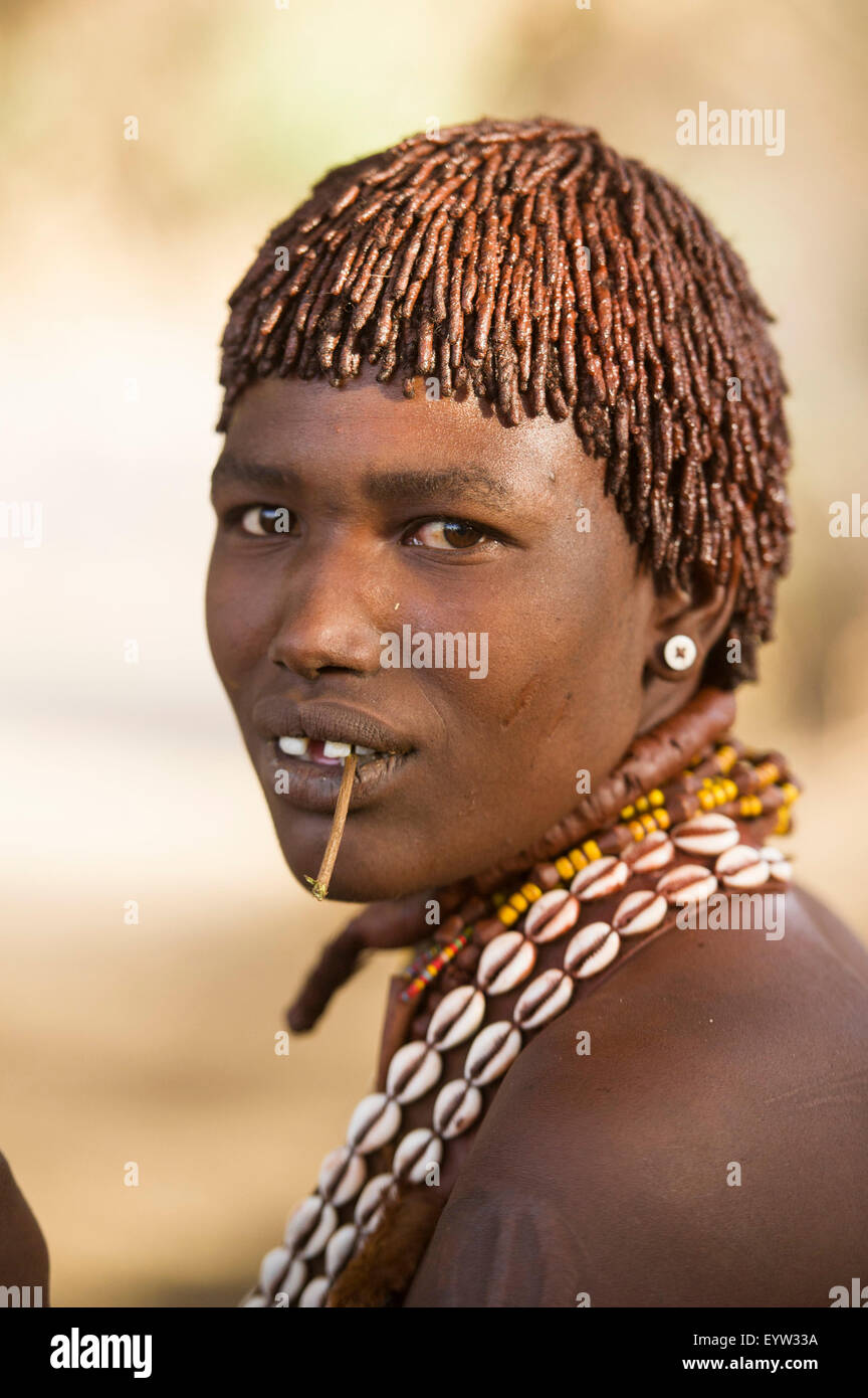 Hamer Mädchen, Hamer Bull Jumping Zeremonie, Turmi, South Omo Valley