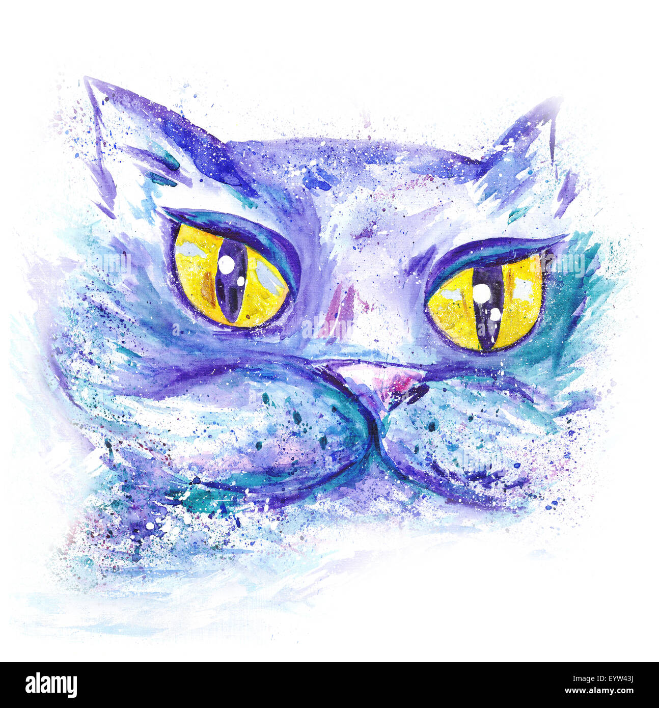 Kreative Illustration mit lila Tier Charakter isoliert auf weißem Hintergrund Stockfoto
