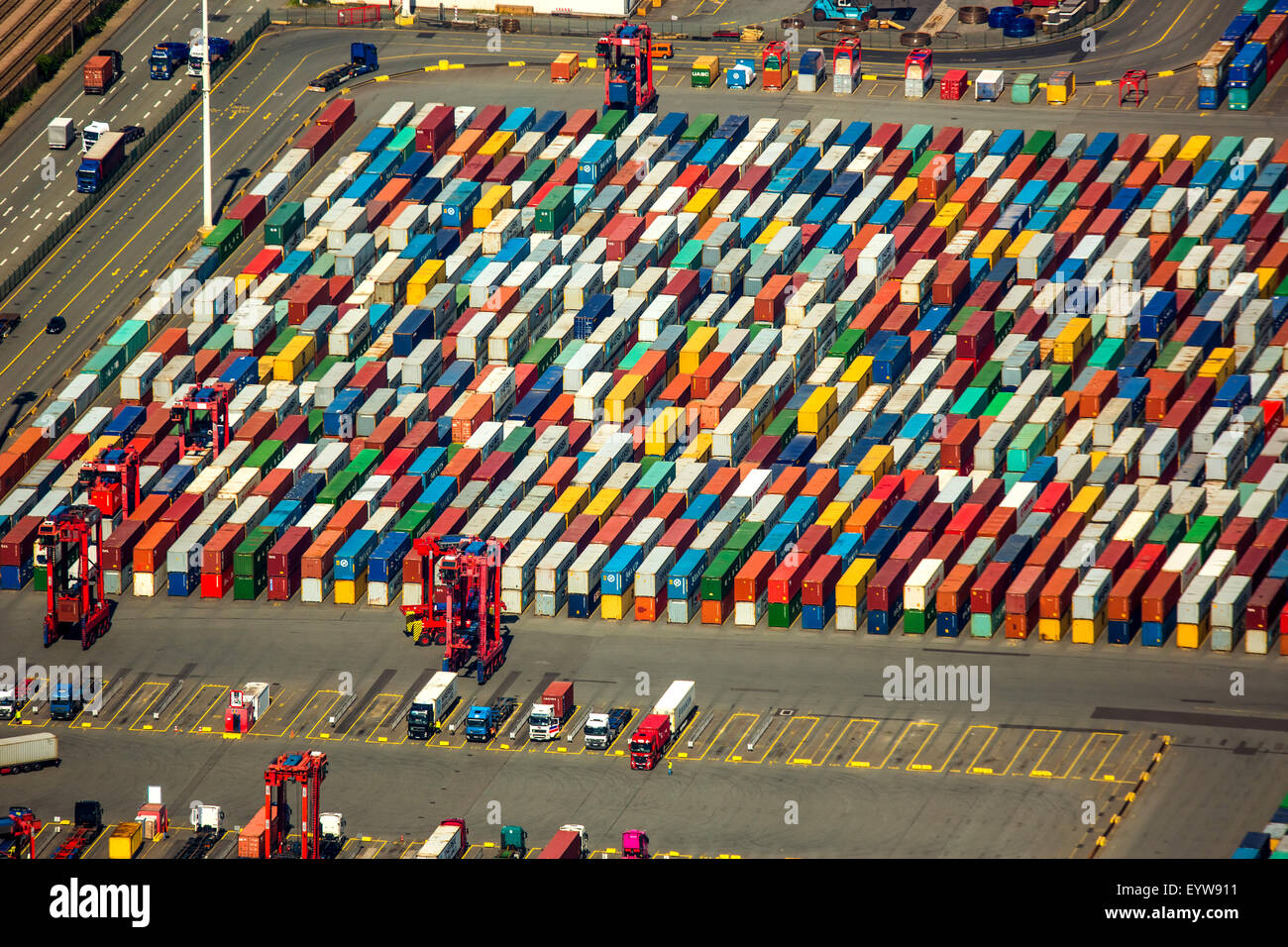 Container-Hafen Hamburg, CTA, Container Terminal Altenwerder, Hafen Hamburg, Hamburg, Deutschland Stockfoto
