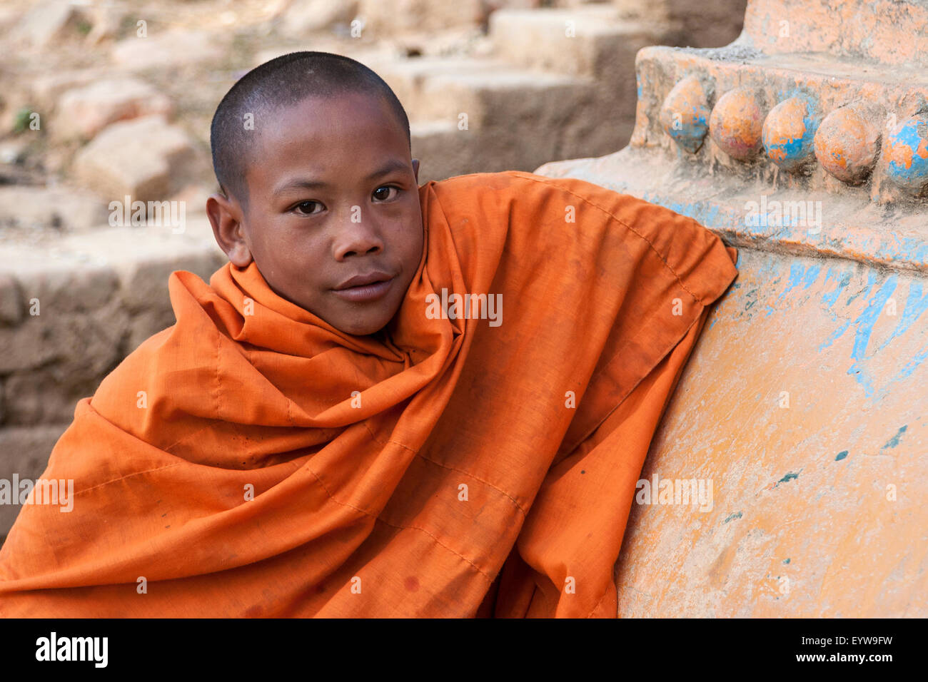 Mönch, Novize in das buddhistische Kloster Wan Sen, in der Nähe der Berg Dorf von Wan Sen, in der Nähe von Kyaing Tong, Golden Triangle Stockfoto