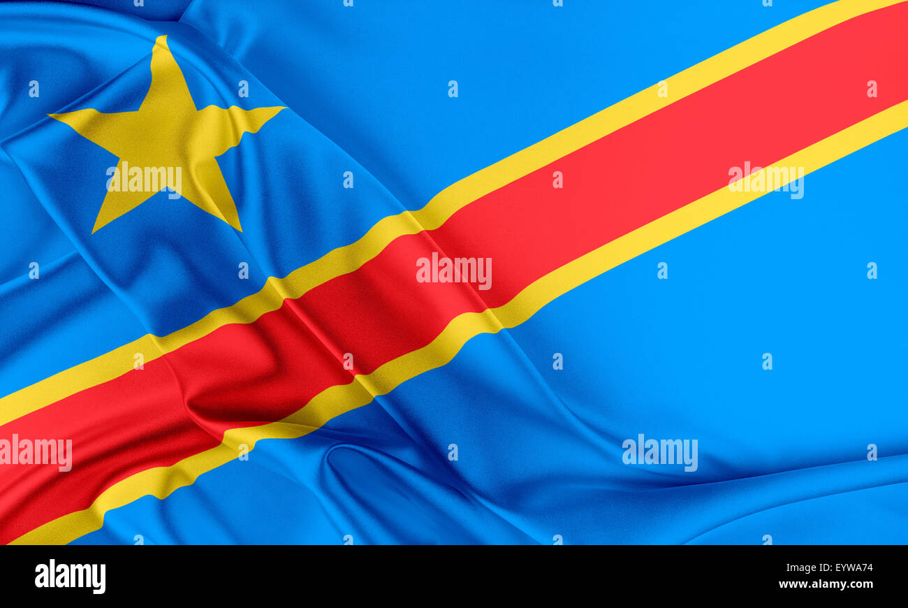 Demokratische Republik Kongo Flagge. Stockfoto