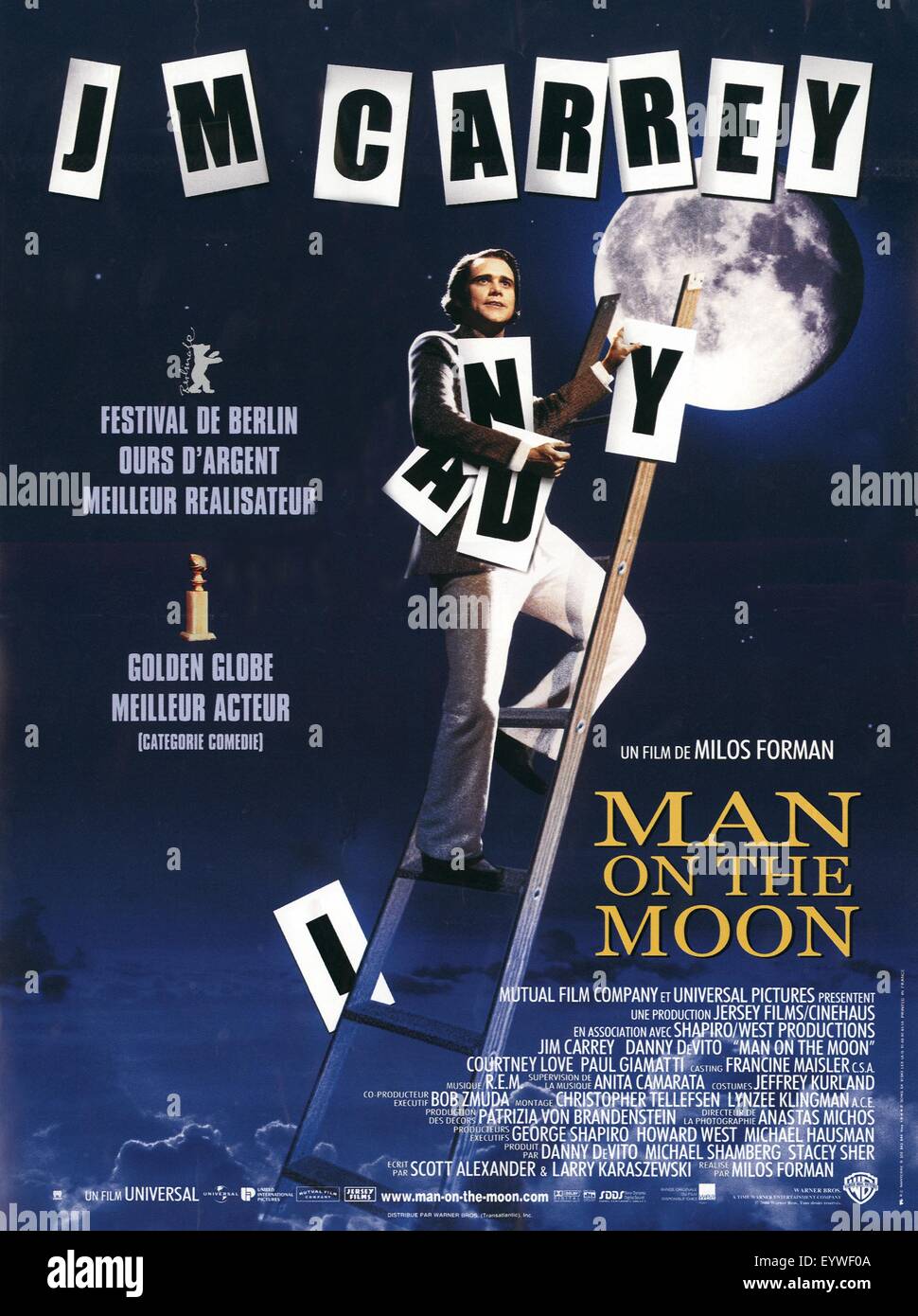 Mensch auf dem Mond; Jahr: 1999; Regie: Milos Forman; Jim Carrey; Filmplakat (Fr) Stockfoto