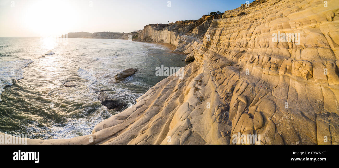 Scala dei Turchi bei Sonnenuntergang, Realmonte, Agrigento, Sizilien, Italien, Mittelmeer, Europa Stockfoto