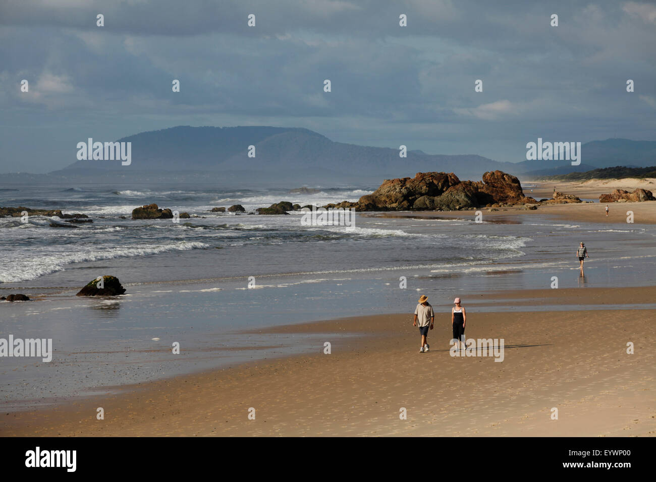 Schwimmen und Wandern am Leuchtturm Strand in Port Macquarie in New South Wales, Australien, Pazifik Stockfoto