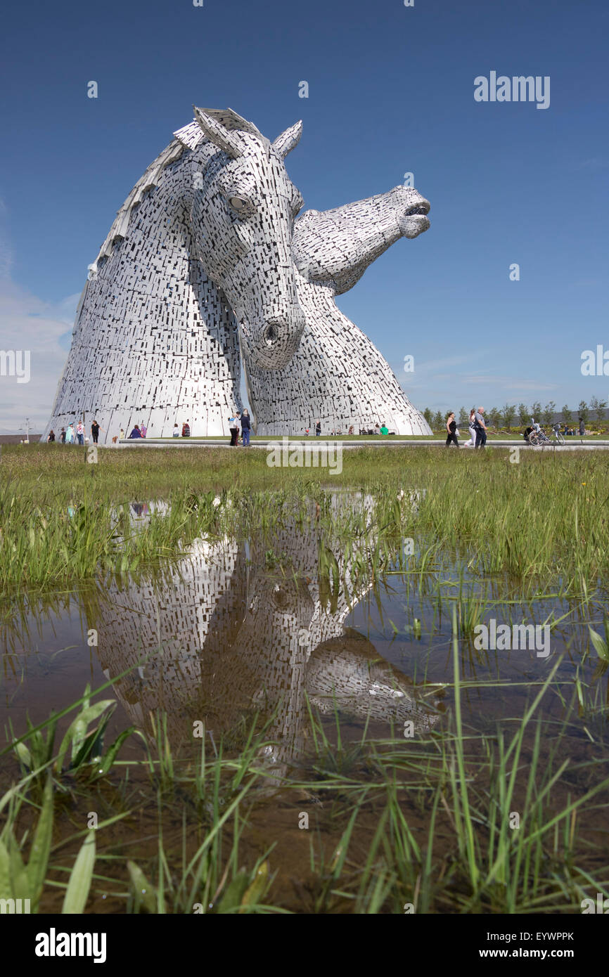 Die Kelpies von Andy Scott, Helix Park, Falkirk, Schottland, Vereinigtes Königreich, Europa Stockfoto
