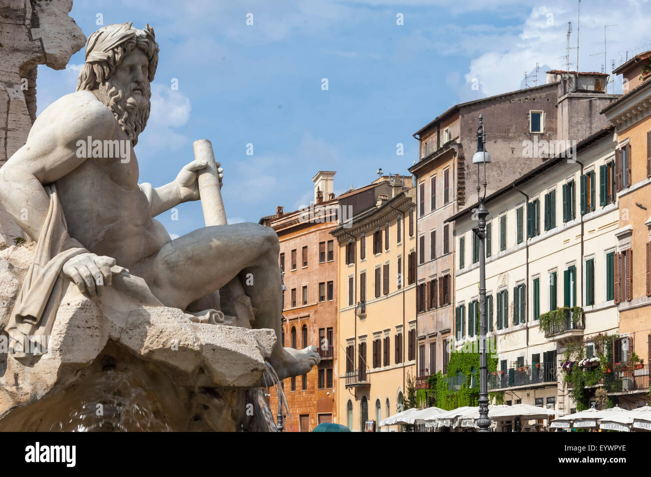 Detail der Brunnen der vier Flüsse, Piazza Navona, Rom, Latium, Italien, Europa Stockfoto