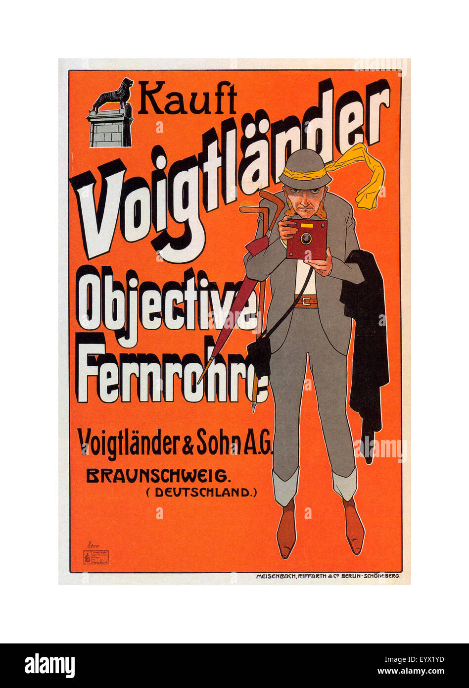 1905 Vintage Poster für Voigtländer & Sohn Kameras Deutschland Stockfoto