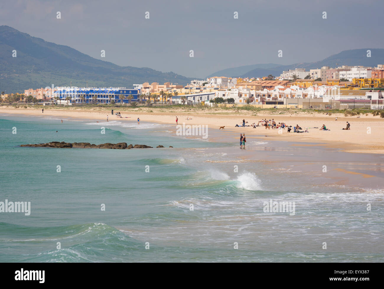 Tarifa, Provinz Cadiz, Costa De La Luz, Andalusien, Südspanien.  Playa de Los Lances vor-und Nachsaison. Stockfoto