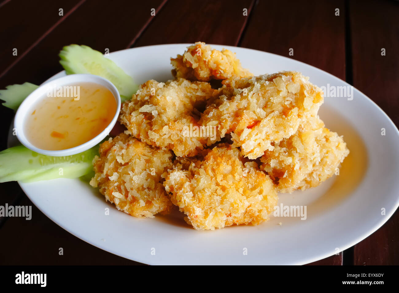 Thai Garnelen Kuchen und sauce Stockfoto