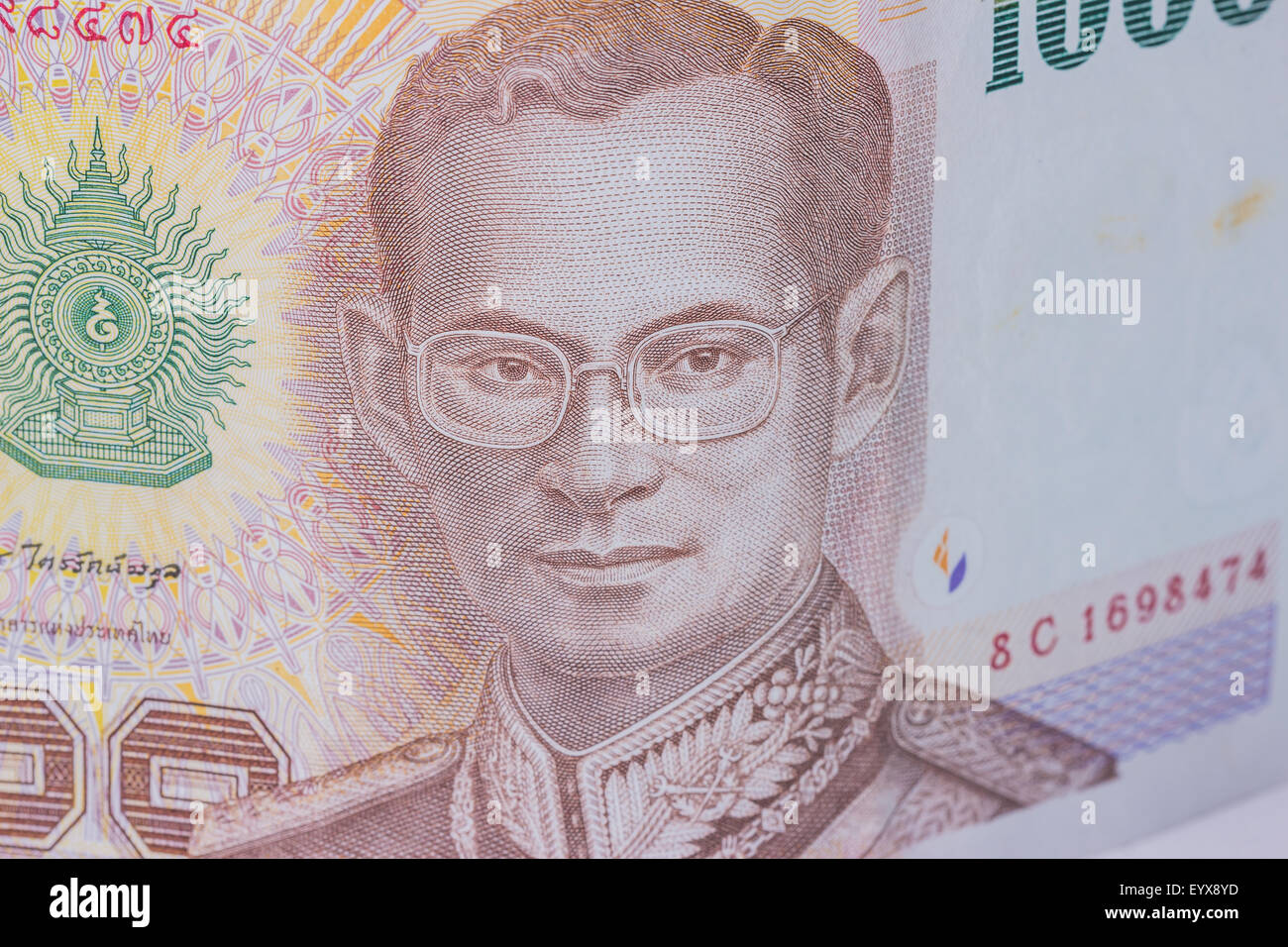 Thailand Währung, thai Baht mit den Bildern des Königs von Thailand hautnah. Stückelung 1000 Baht. Stockfoto