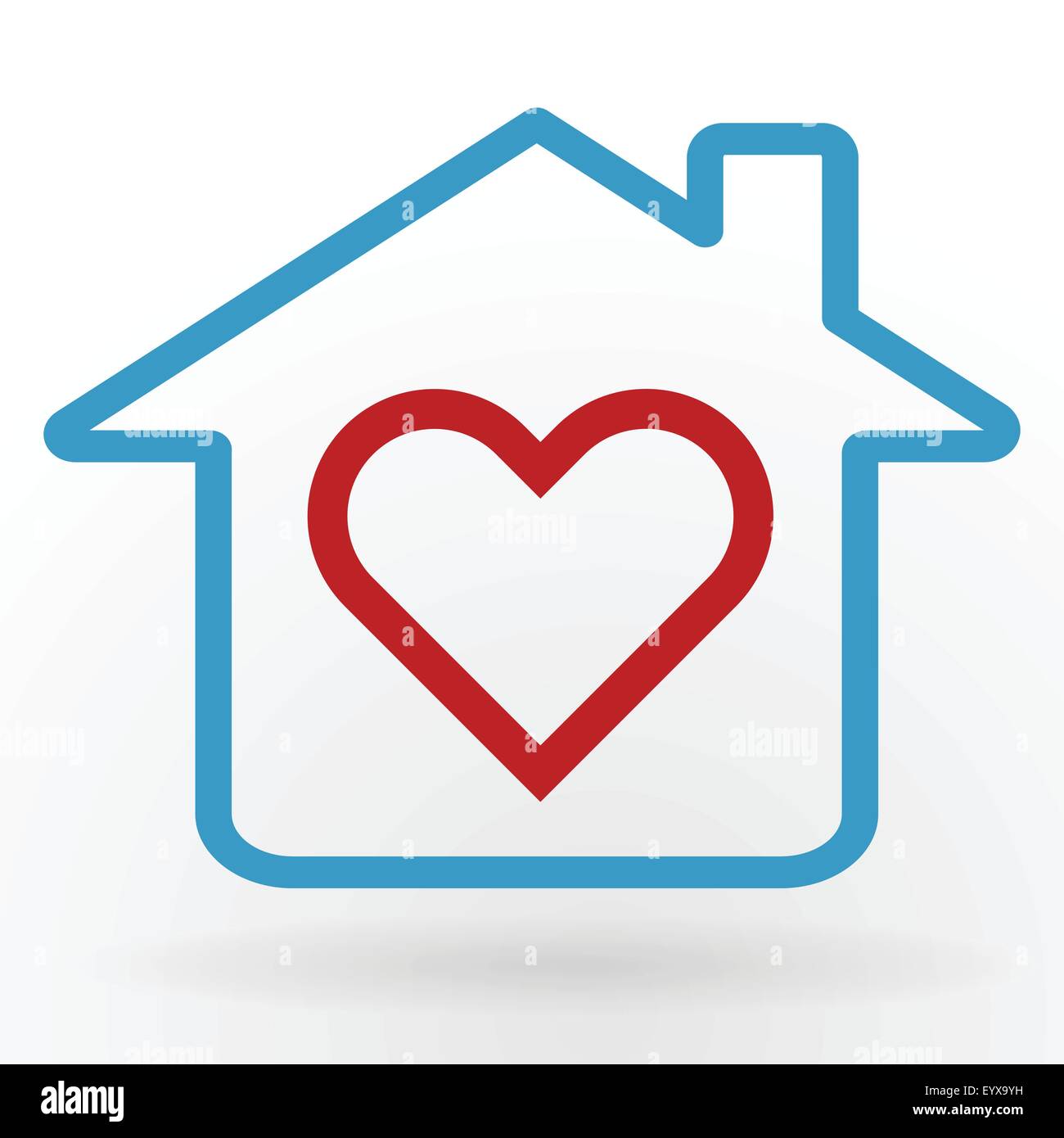 Herzsymbol im Hause glückliche Familie und Liebe Konzept-Vektor-Illustration. Stock Vektor