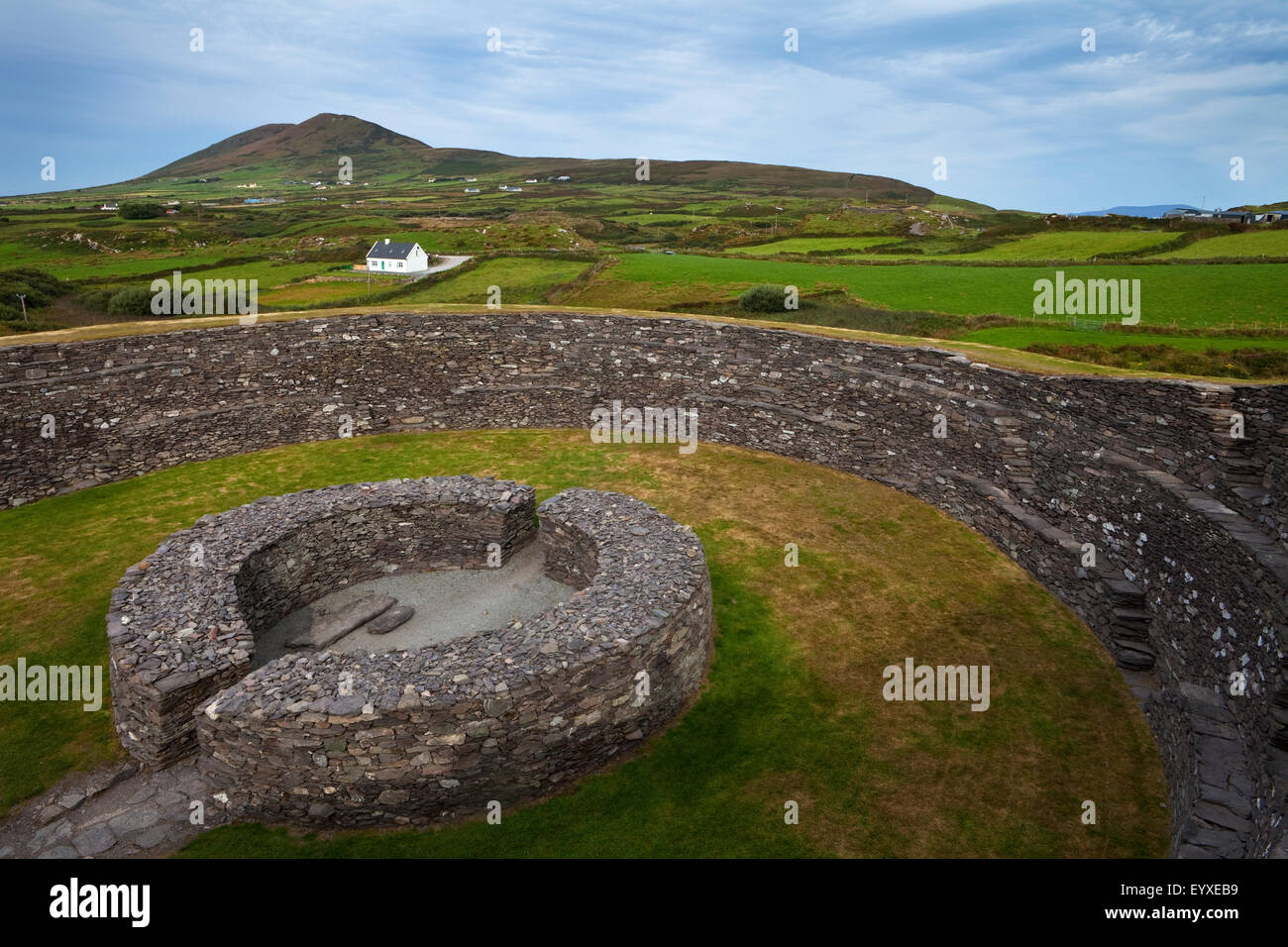 Cahergall Stone Fort, möglicherweise aus der Eisenzeit (500BC um 400 n. Chr.), in der Nähe von Cahirciveen, The Ring of Kerry, County Kerry, Stockfoto