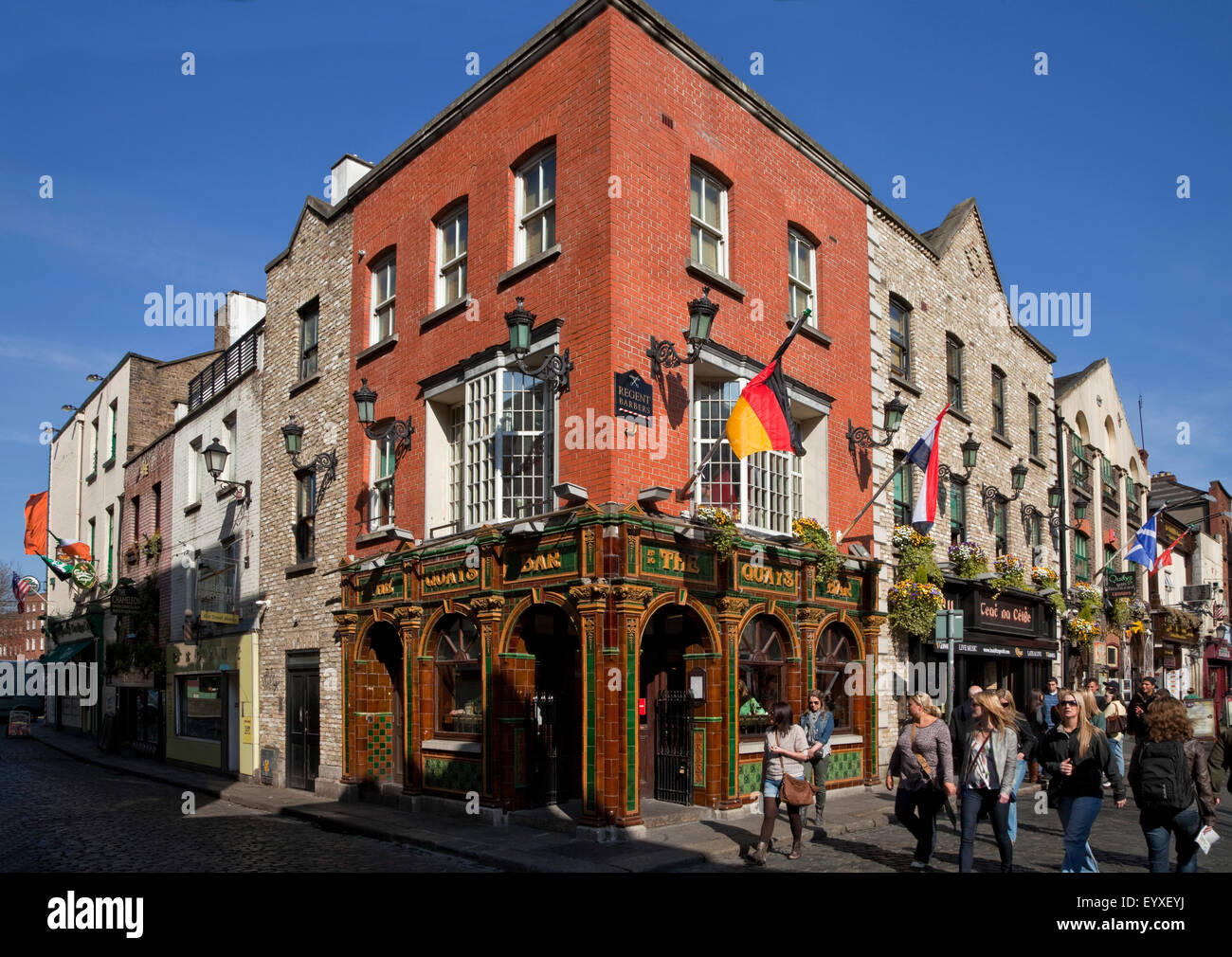 Die Kais, geflieste viktorianischen Pub, Temple Bar, Dublins Kulturviertel, Stadt Dublin, Irland. Stockfoto