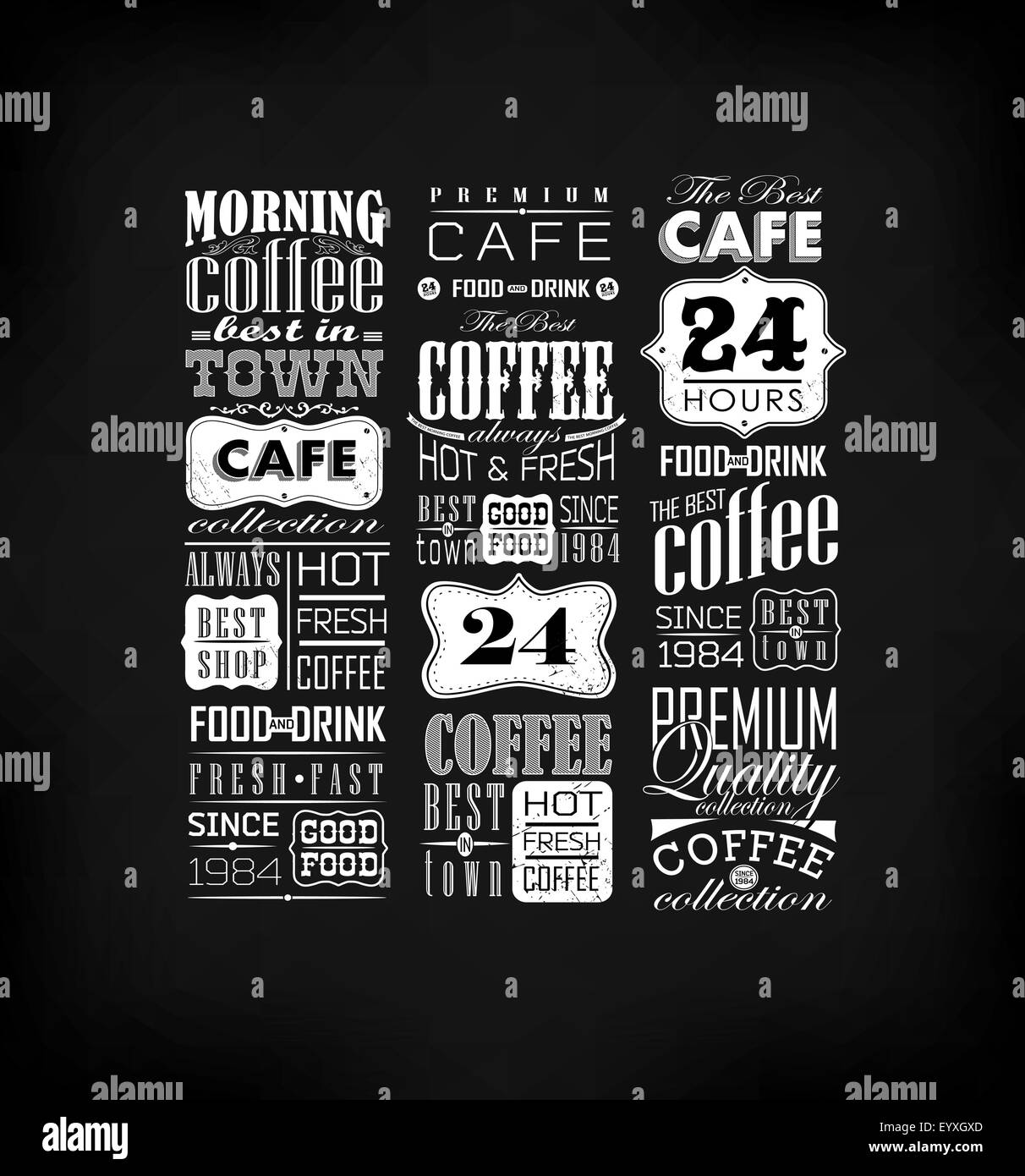 Satz von Vintage Retro-Kaffee Stock Vektor