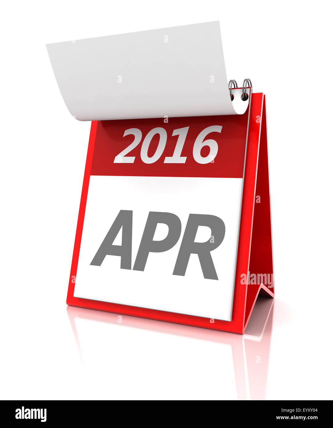 April 2016 Kalender, 3d render Stockfoto
